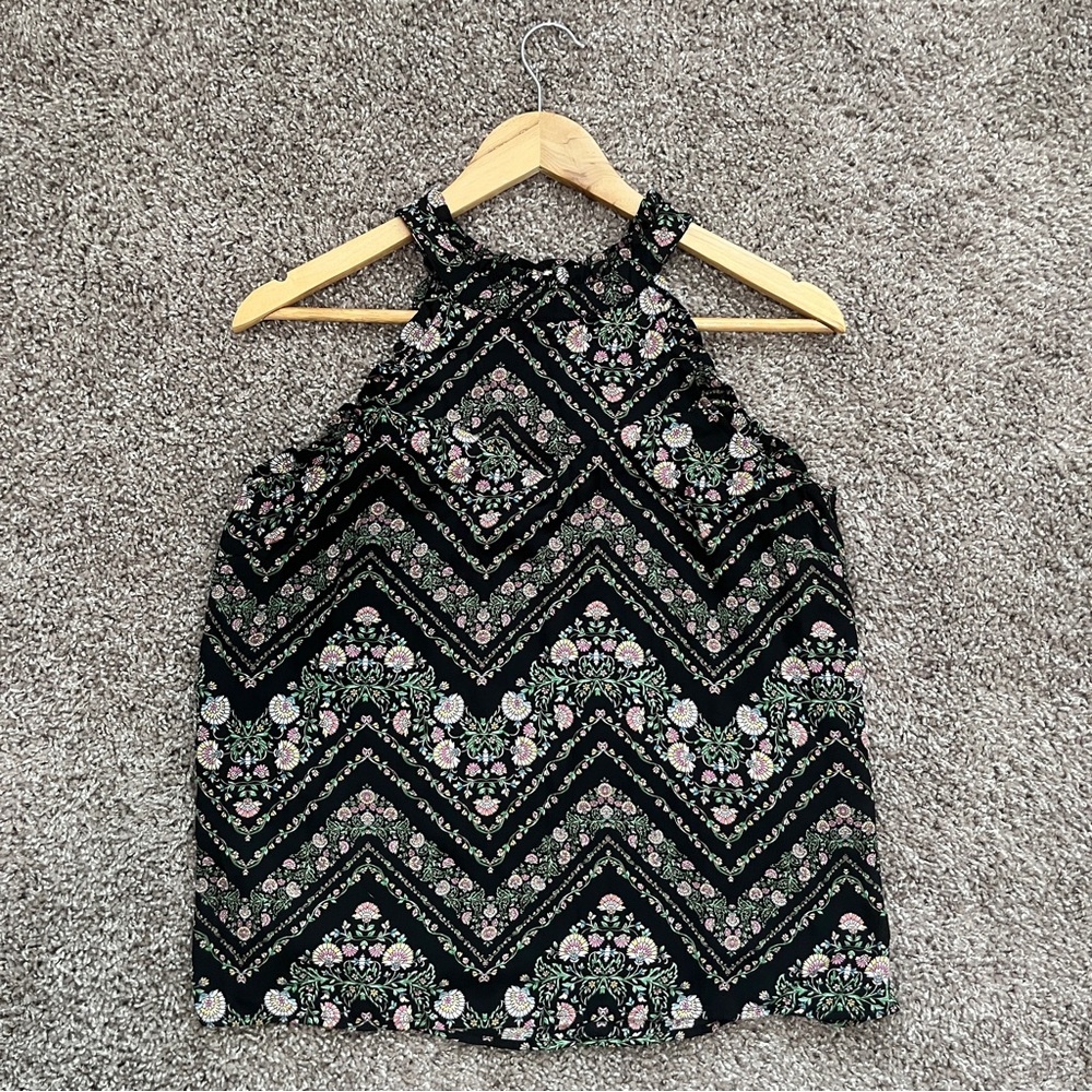 Floral Black Halter Top